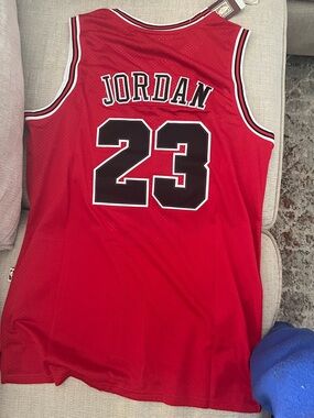 Jordan Red Basketball Jersey with Black & White Accents #23